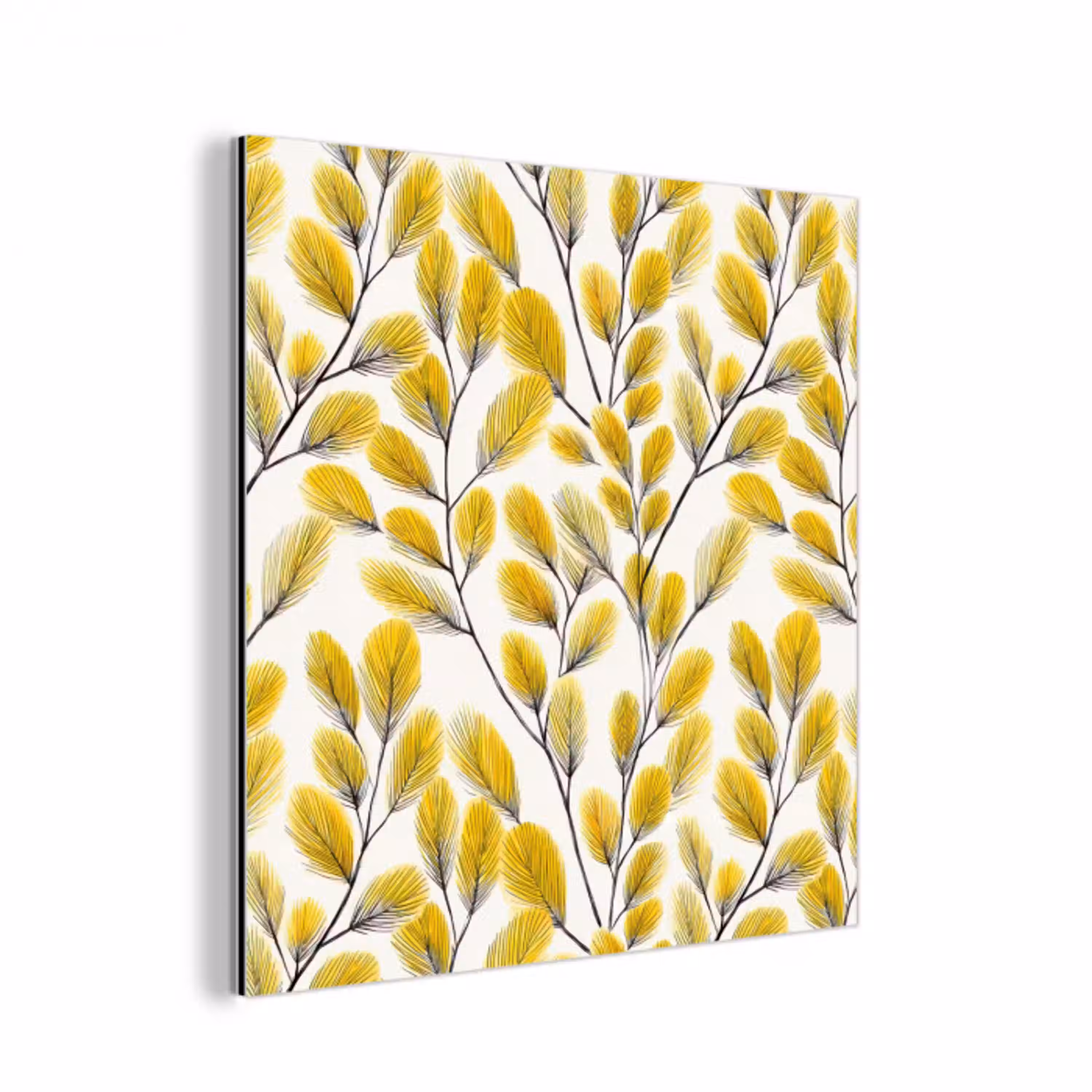 Bladeren - Botanisch - Elegant - Geel - Zwart aluminium wit klein 46 -3d