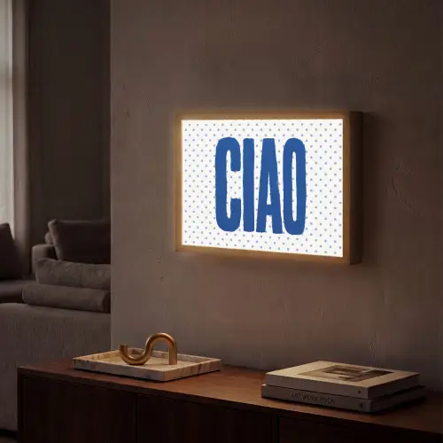 Ciao - Blauw - Stippen Light Box met batterij (Wandlamp) middel -sfeer1