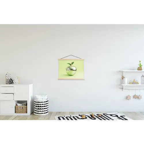 Groen - Disco - Decoratie - Appel textielposter latten blank klein -kinderkamer