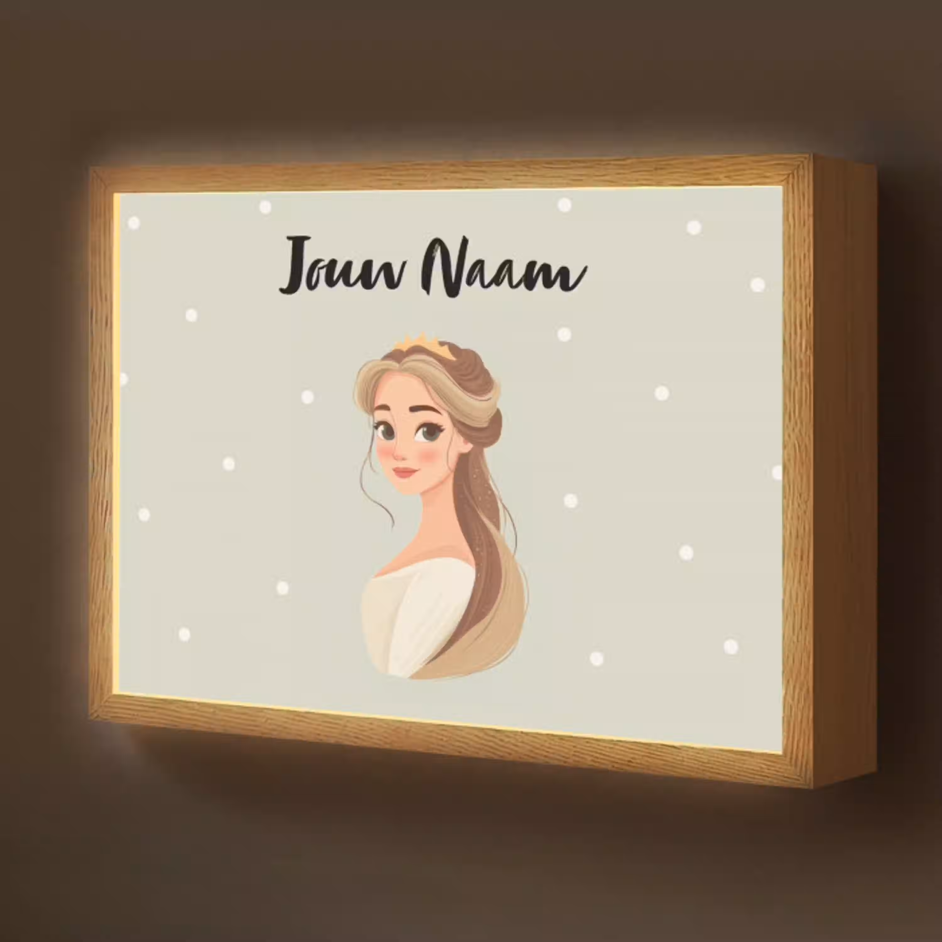 Stippen - Prinses - Kroon - Haar Light Box met batterij (Wandlamp kind) middel -z3d_website