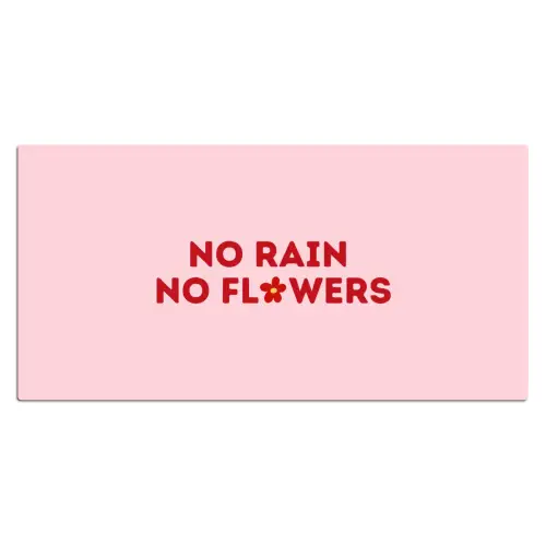 No rain no flowers - Minimalistisch - Roze - Bloem Muismat XXL klein -3d_leeg