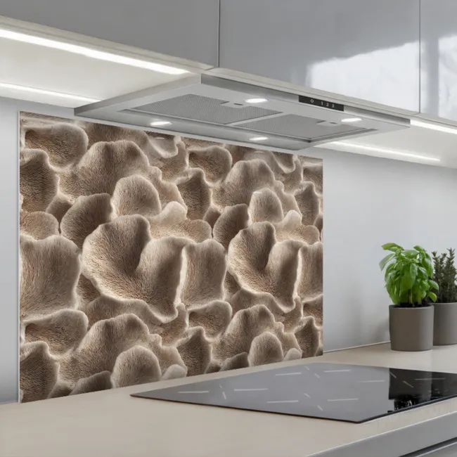 Paraschizzi cucina - Forma a ventaglio - Beige - Struttura in fibra
