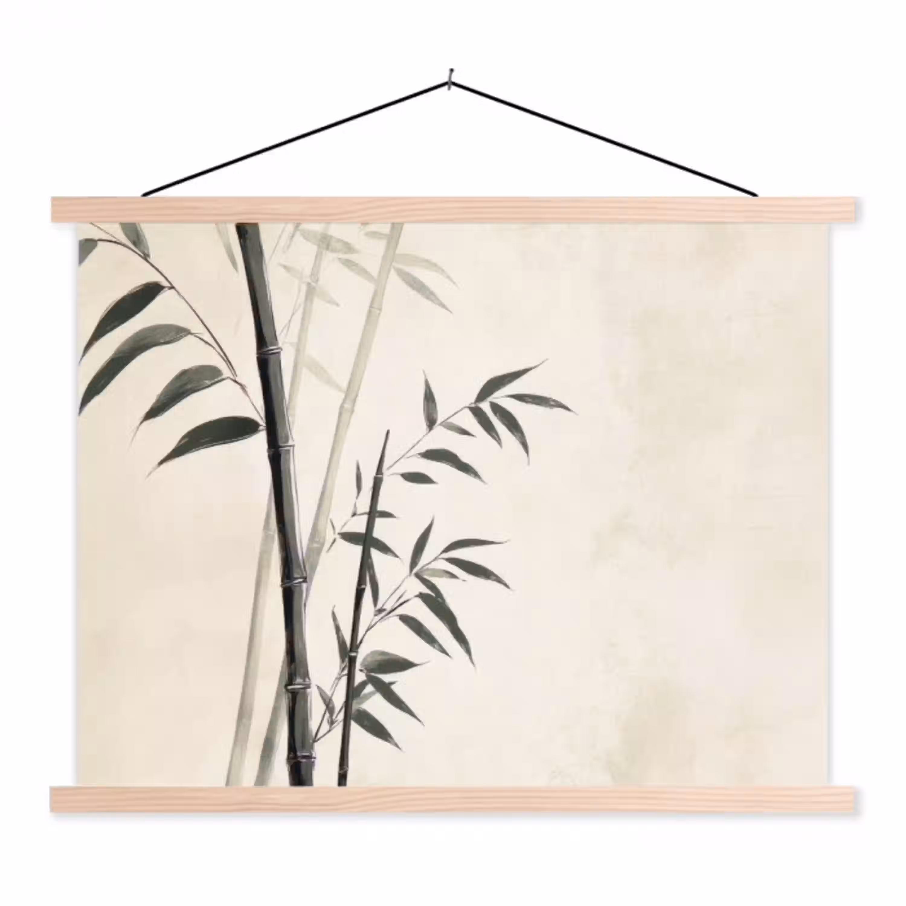 Japandi - Bamboe - Beige textielposter latten blank klein -3d