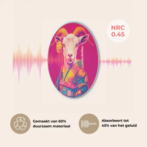 Geit - Hoorns - Kimono - Kleurrijk Akoestische PET Vilt - Rond klein -USP_NL