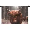 Schotse hooglander - Bos - Koe - Dieren - Natuur Wandkleed katoen klein -zz3d