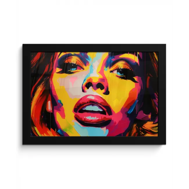 Vrouw - Gezicht - Kleurrijk fotolijst zwart zonder passe partout klein -3d