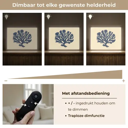 Blauw koraal - Vertakkingen - Beige Light Box met batterij (Wandlamp) middel -USP_dimbaarNL