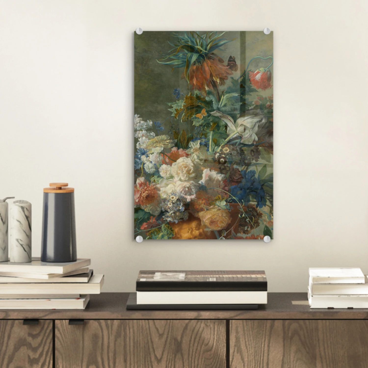Stilleven met bloemen - Schilderij van Jan van Huysum plexiglas 5mm klein -sfeer1