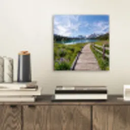Bergen - Meer - Landschap - Blauw aluminium wit klein -sfeer1