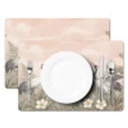 Kraanvogels - Natuur - Roze Placemat vinyl groot -zzsfeer2_Kitchenyeah-website
