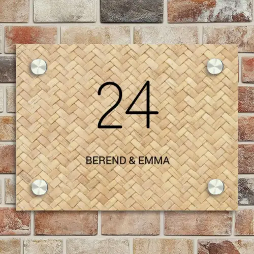 Gevlochten riet - Klassiek Naambord Rechthoek middel -sfeer3