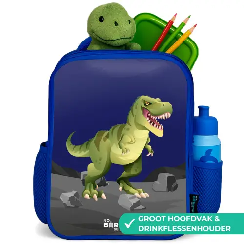 Tjibbe T-Rex Kinderrugzak - Blauw middel -inhoud_NL