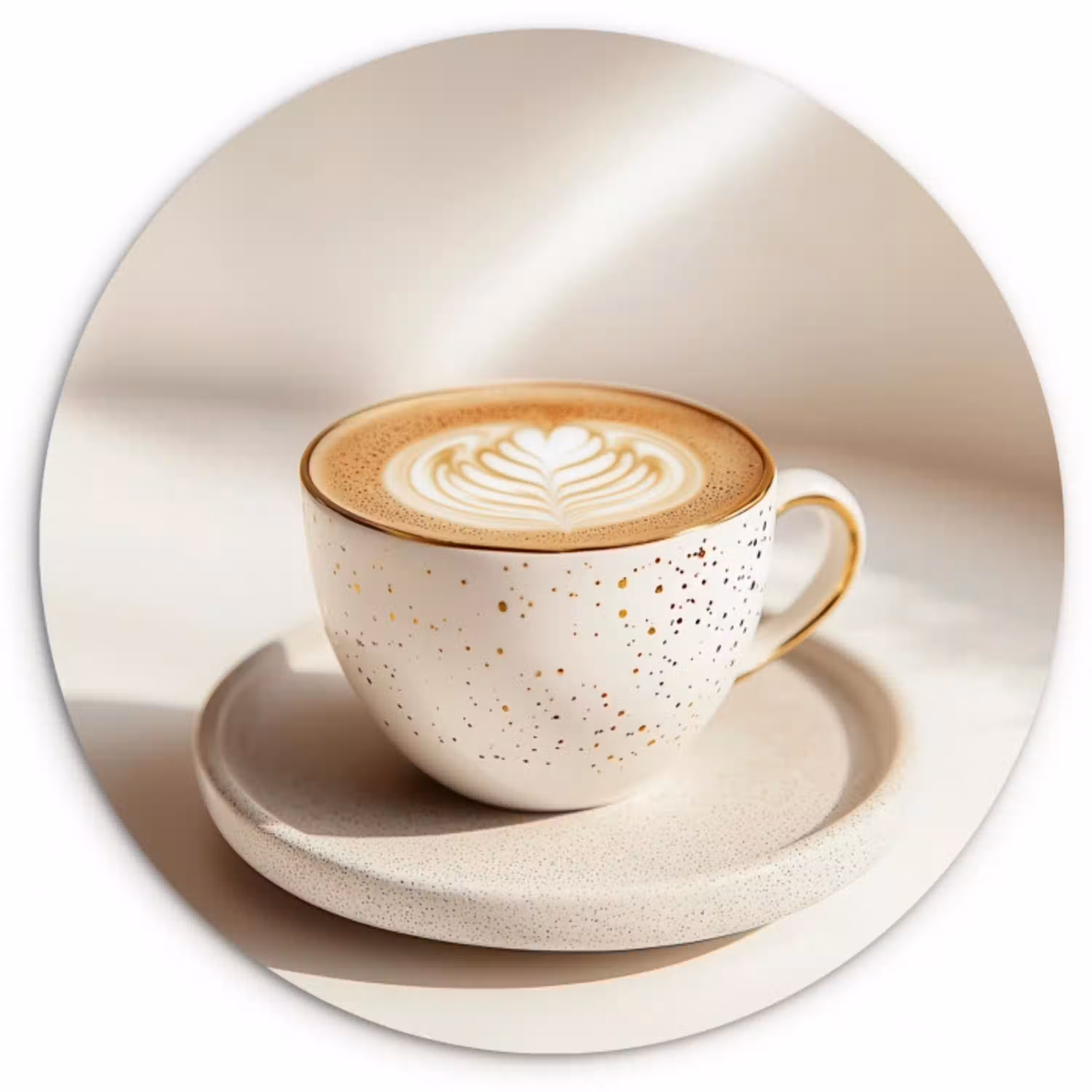 Cappuccino - Schuim - Schotel - Beige Wandcirkel plexiglas klein -3d
