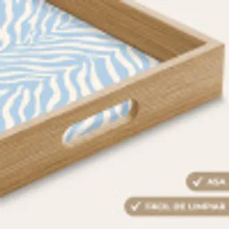 Zebra - Motief - Blauw - Wit Dienblad Rechthoek middel 911 -USP_HandgreepES