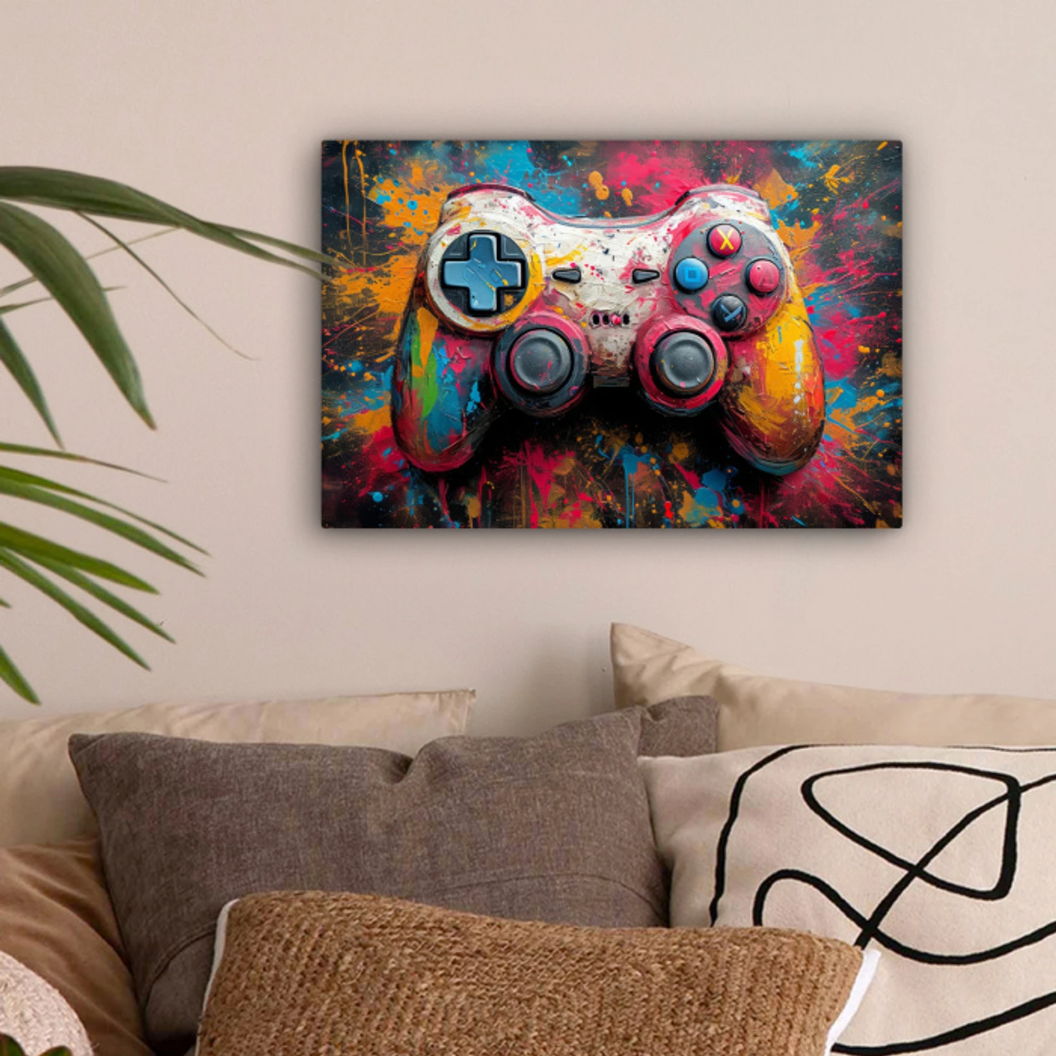 Graffiti - Gaming - Controller - Verf canvas 2cm klein -sfeer1