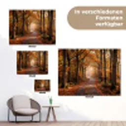 Bospad - Herfstbos - Bladeren - Oranje - Nostalgisch tuinposter los doek klein -Xsfeer9_DE