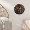 Leeuw - Dieren - Portret - Zwart - Luxe Wandcirkel kunststof plaat 5mm dik klein -sfeer5