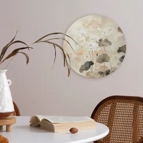 Bloemen - Japandi - Wabi sabi Akoestische PET Vilt - Rond klein -sfeer3