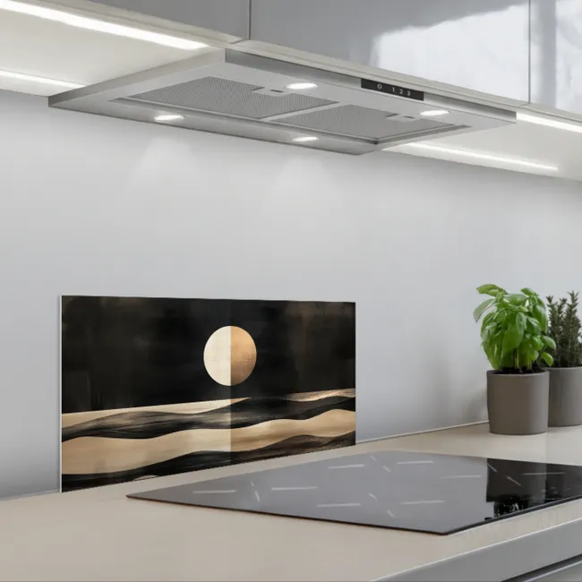 Maan - Cirkel - Goud keuken achterwand spatscherm klein -3d_schuin