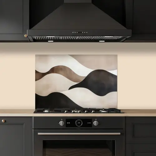 Golven - Abstract - Beige keuken achterwand spatscherm klein -sfeer1