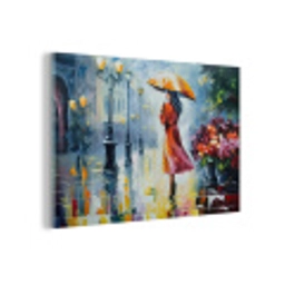 Olieverf - Paraplu - Vrouw - Straat - Kunst plexiglas 5mm klein -z3d