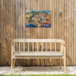 Dorp - Heuvels - Landschap - Bomen Tuinposter op houten frame 2 cm dik klein -sfeer4