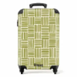 Vlecht - Patroon - Groen NBS - Handbagage koffer - Volwassenen Unisex middel -productfoto_recht
