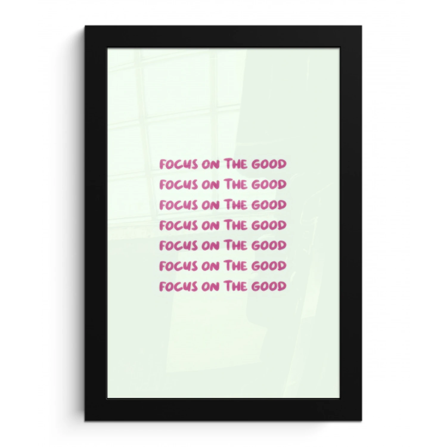 Focus on the good - Roze fotolijst zwart zonder passe partout klein -3d