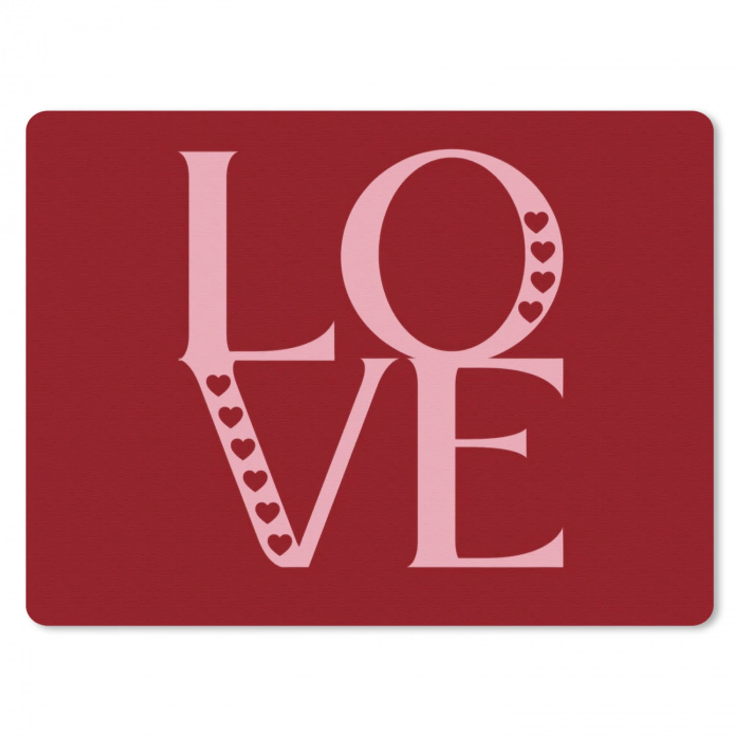 Love - Rood - Hatjes muismat rubber klein -3d