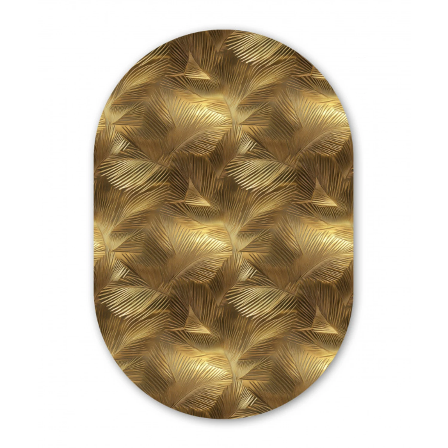 Palm - Waaier - Goud Wandcirkel Ovaal Aluminium middel 839 -3d