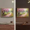 Watercolor - Natuur - Bomen - Kunst - Bloemen Light Box met batterij (Wandlamp) middel -sfeer3
