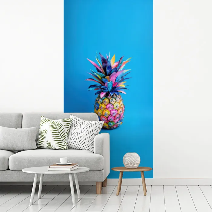 Ananas - Blauw - Tropisch - Vrolijk fotobehang vinyl groot -woonkamer