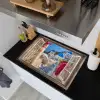Doorkijk - Santorini - Landschap - Blauw - Grieks Inductie beschemer met haakjes klein -sfeer1