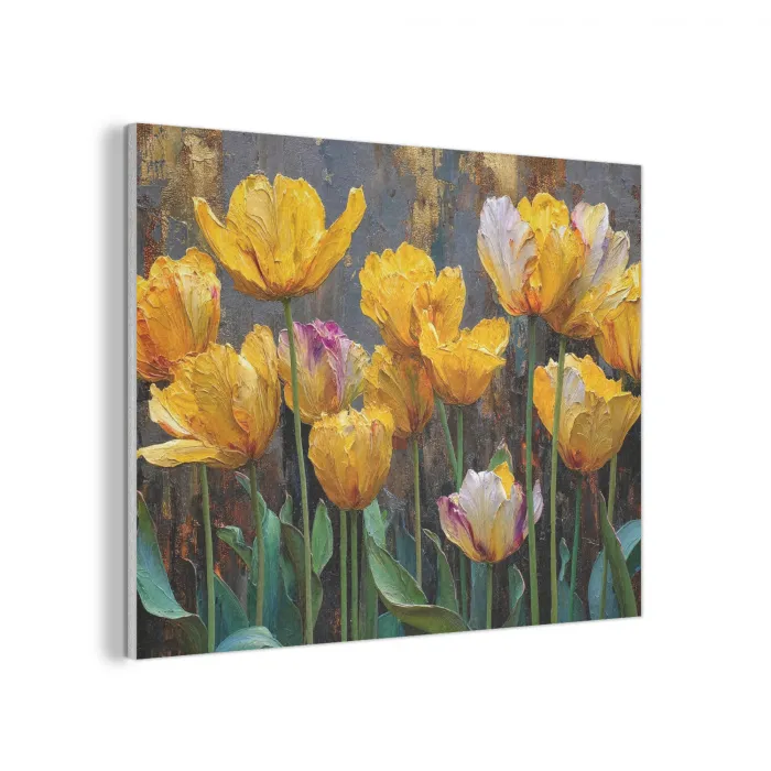 Tulpen - Geel - Penseelstreken - Abstract PET vilt klein -3d