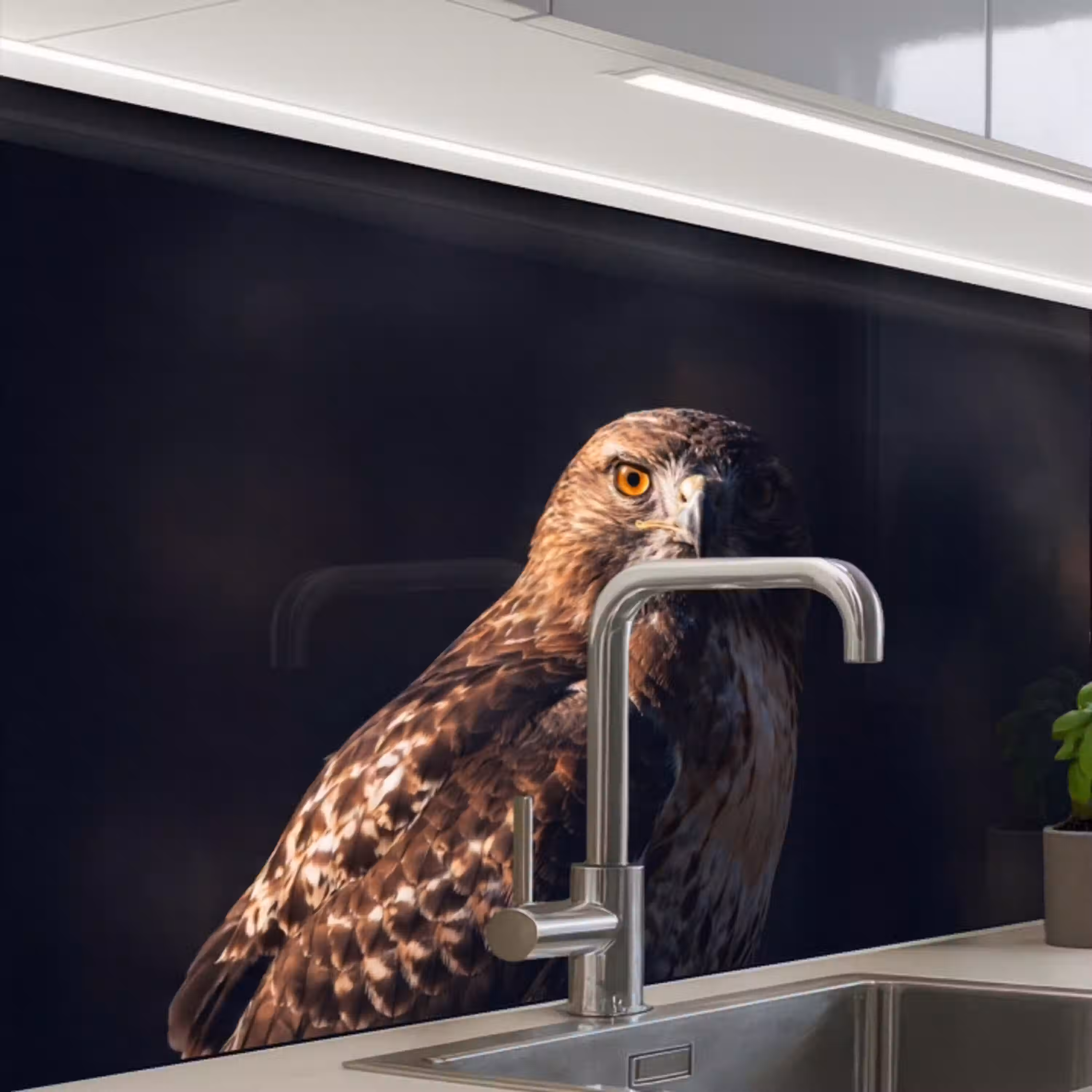 Roofvogel - Buizerd - Bruin keuken achterwand 2 middel -zzzz3d_schuin