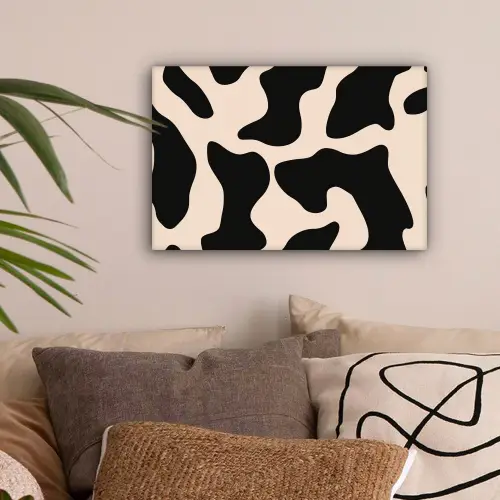 Vlekkenpatroon - Koe - Beige canvas 2cm klein -sfeer1