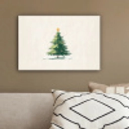 Kerstboom - Illustratie - Ster - Sneeuw canvas 2cm klein -sfeer3