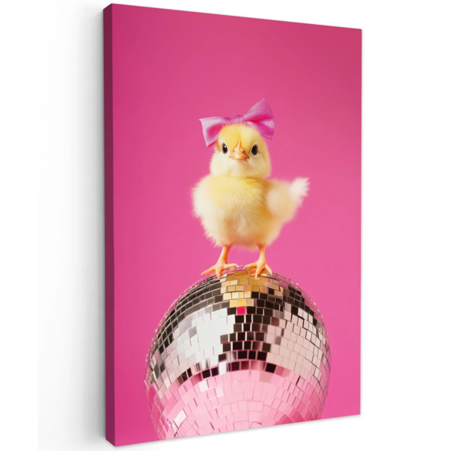 Discobal - Kuiken - Strik Tuinposter op houten frame 2 cm dik middel -3d