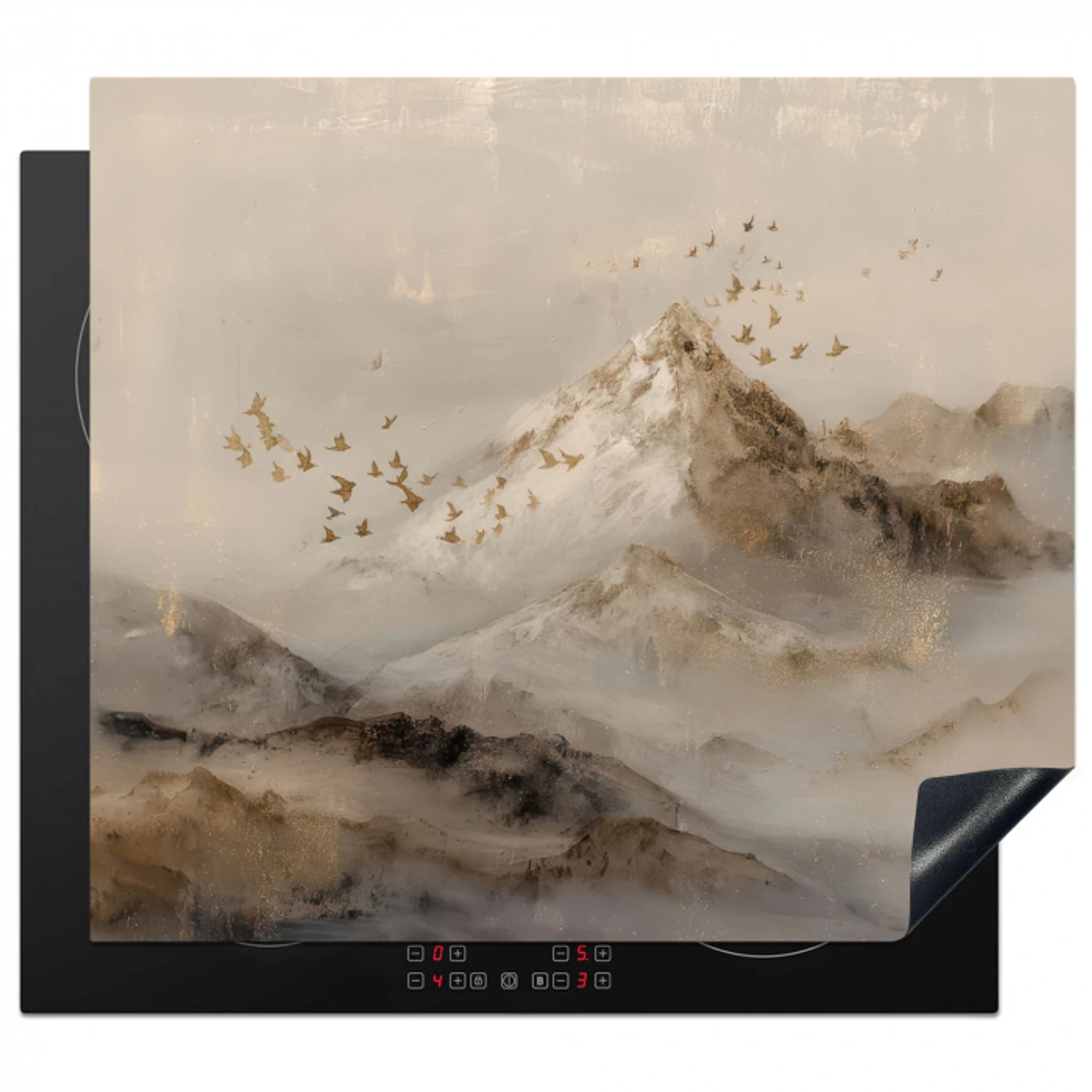 Berglandschap - Mist  - Penseelstreken Inductie beschermer vinyl 3mm middel -3d