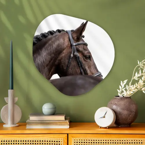 Portret - Paard - Elegant Wandcirkel Organisch Aluminium middel -sfeer2