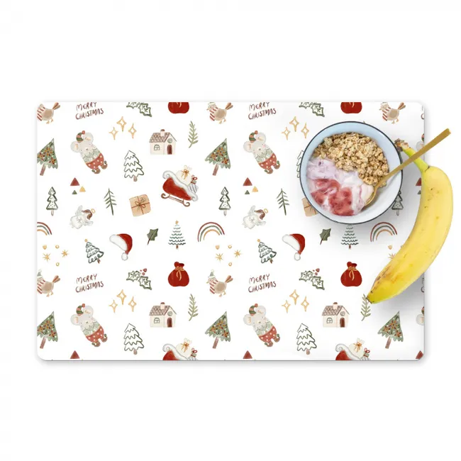 Kerst - Patroon - Kerstbomen - Feestdagen - Wit Placemat vinyl groot -zzzproduct_Kitchenyeah-website