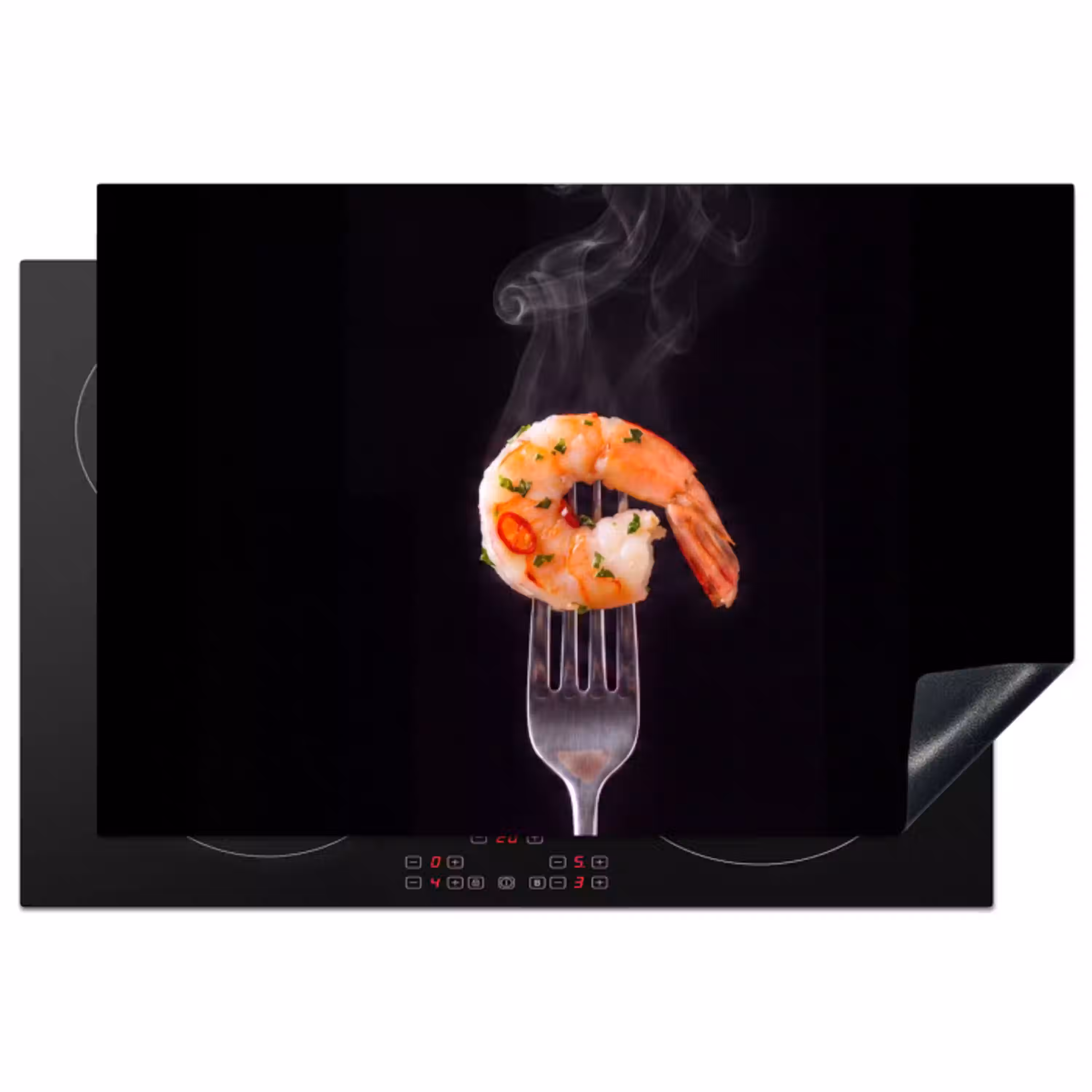 Eten - Garnaal - Vork Inductie beschermer vinyl 3mm klein -3d