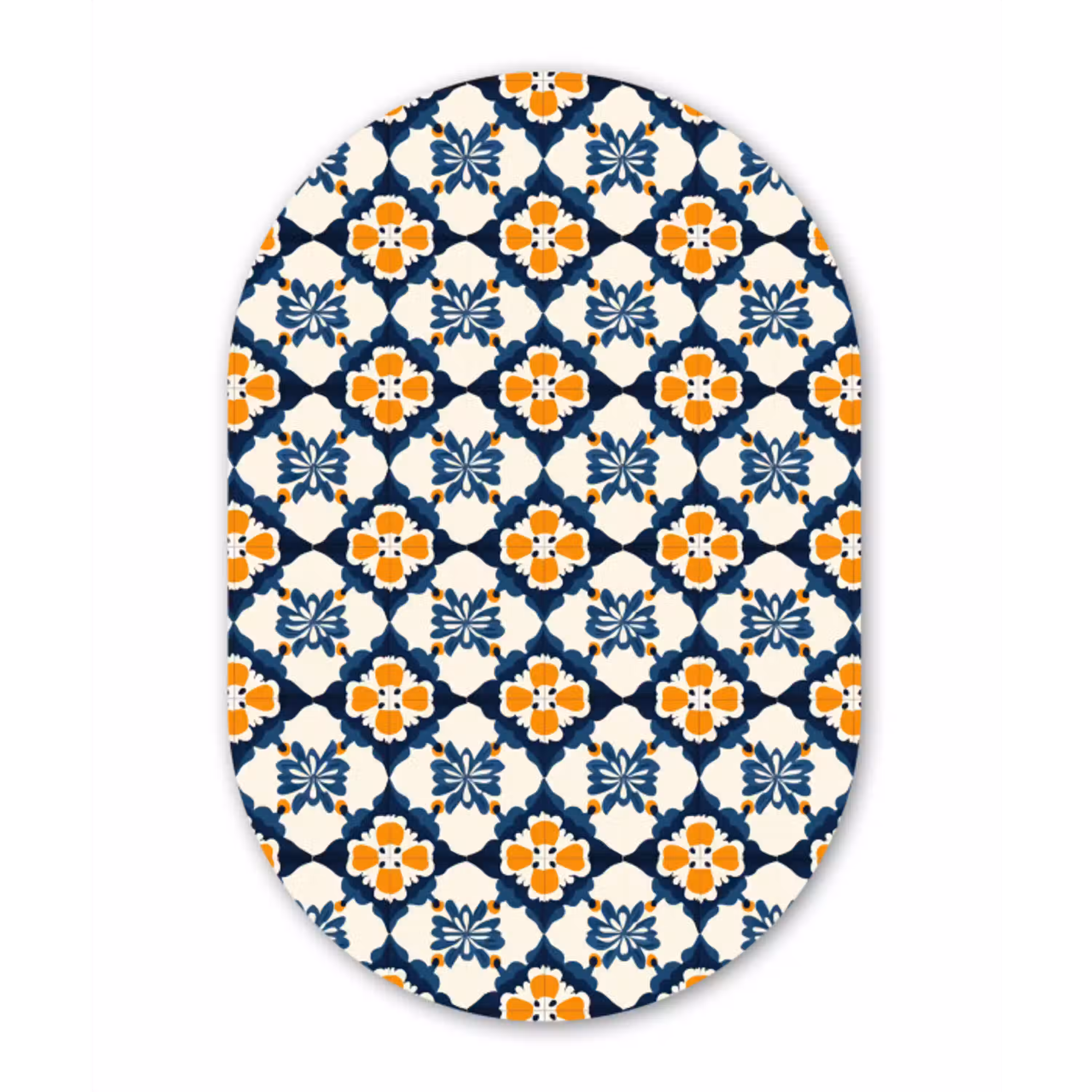 Klassiek - Geometrisch - Blauw Wandcirkel Ovaal Aluminium middel 839 -3d