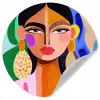 Portret - Vrouw - Modern Wandcirkel behangsticker klein -3d