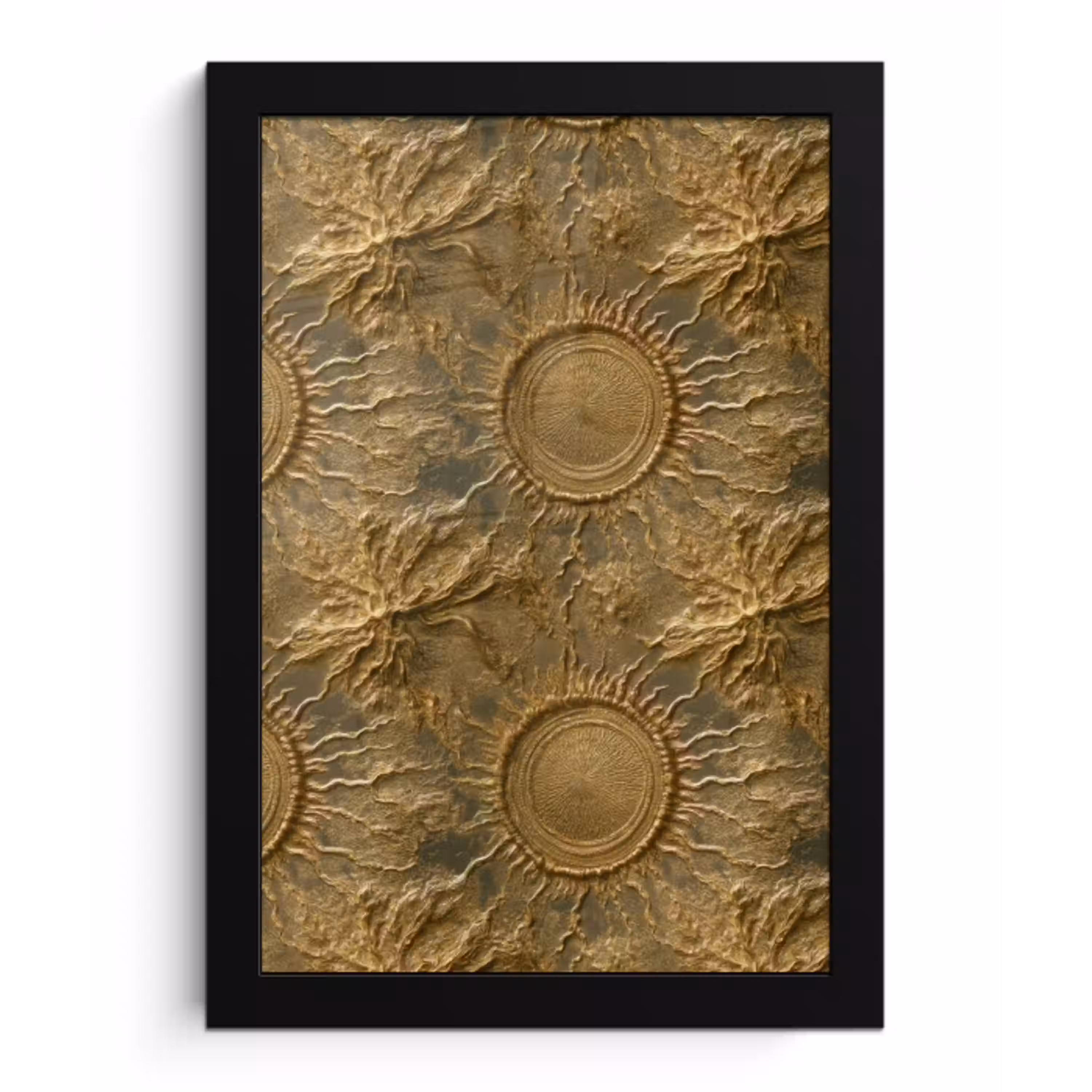 Zon - Reliëf - Antiek - Goud fotolijst zwart zonder passe partout klein 224 -3d