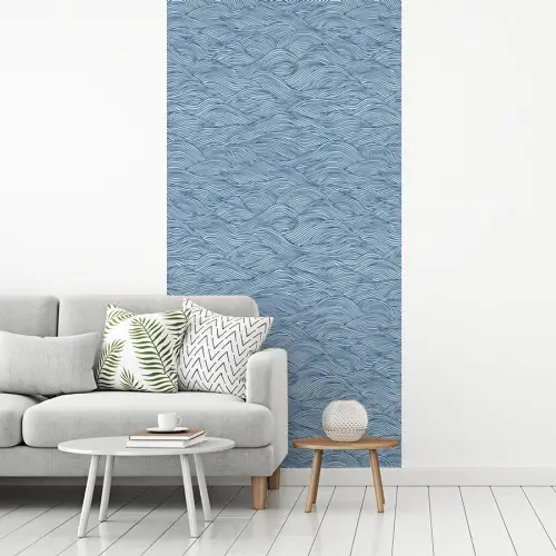 Golven - Ritmisch - Blauw fotobehang vinyl groot 64 -woonkamer