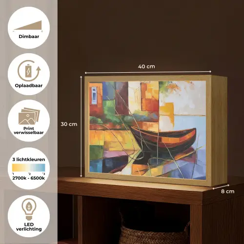 Abstract - Kunst - Boot - Kleuren Light Box met batterij (Wandlamp) middel -USP_websiteoverzichtNL