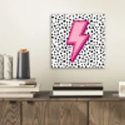 Bliksem - Roze - Stippen aluminium wit klein -sfeer1