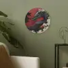 Zwarte draak - Rookwolken - Rood Akoestische PET Vilt - Rond klein -sfeer2