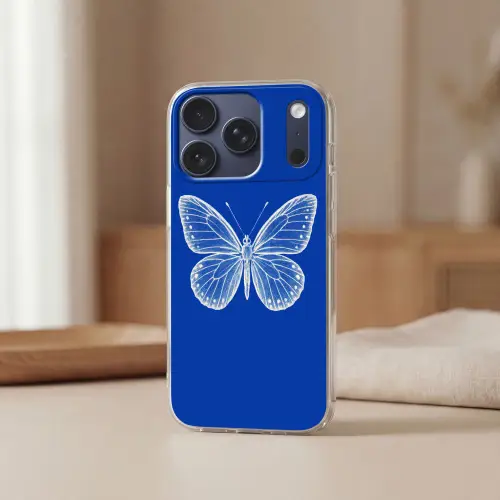 Vlinder - Wit - Getekend - Stippen Telefoonhoesje iPhone 17 Pro klein -sfeer2